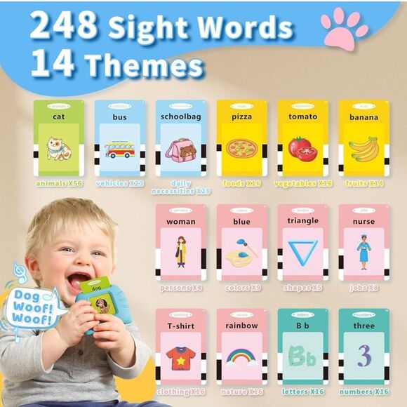 Flash Cards Toddlers Toys Blue Boys Girls Sight Words Learning Sentences FC5 - Picture 4 of 7
